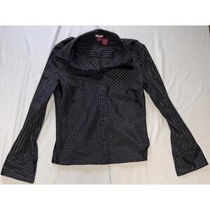 DCC Black Stretch Button-Up Shirt with Metallic Pinstripes M